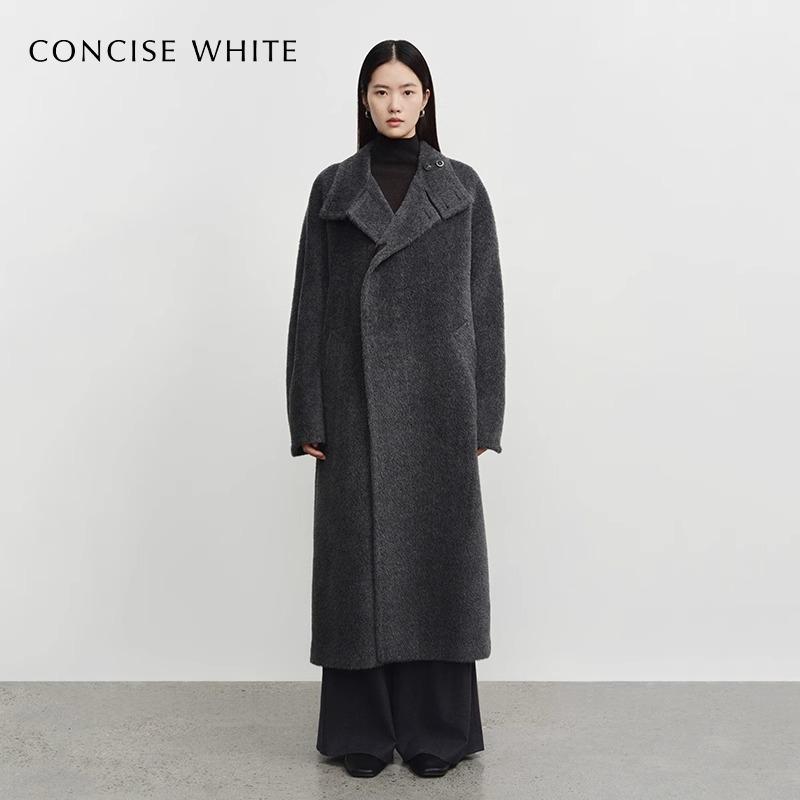 CONCISE羊毛立领毛呢大衣外套