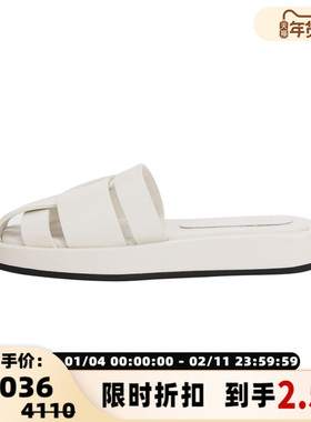 RECTO女士白色羊皮材质编织凉鞋