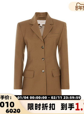 【折扣】MATERIEL 女士纯色单排扣收腰长袖简约修身设计西装