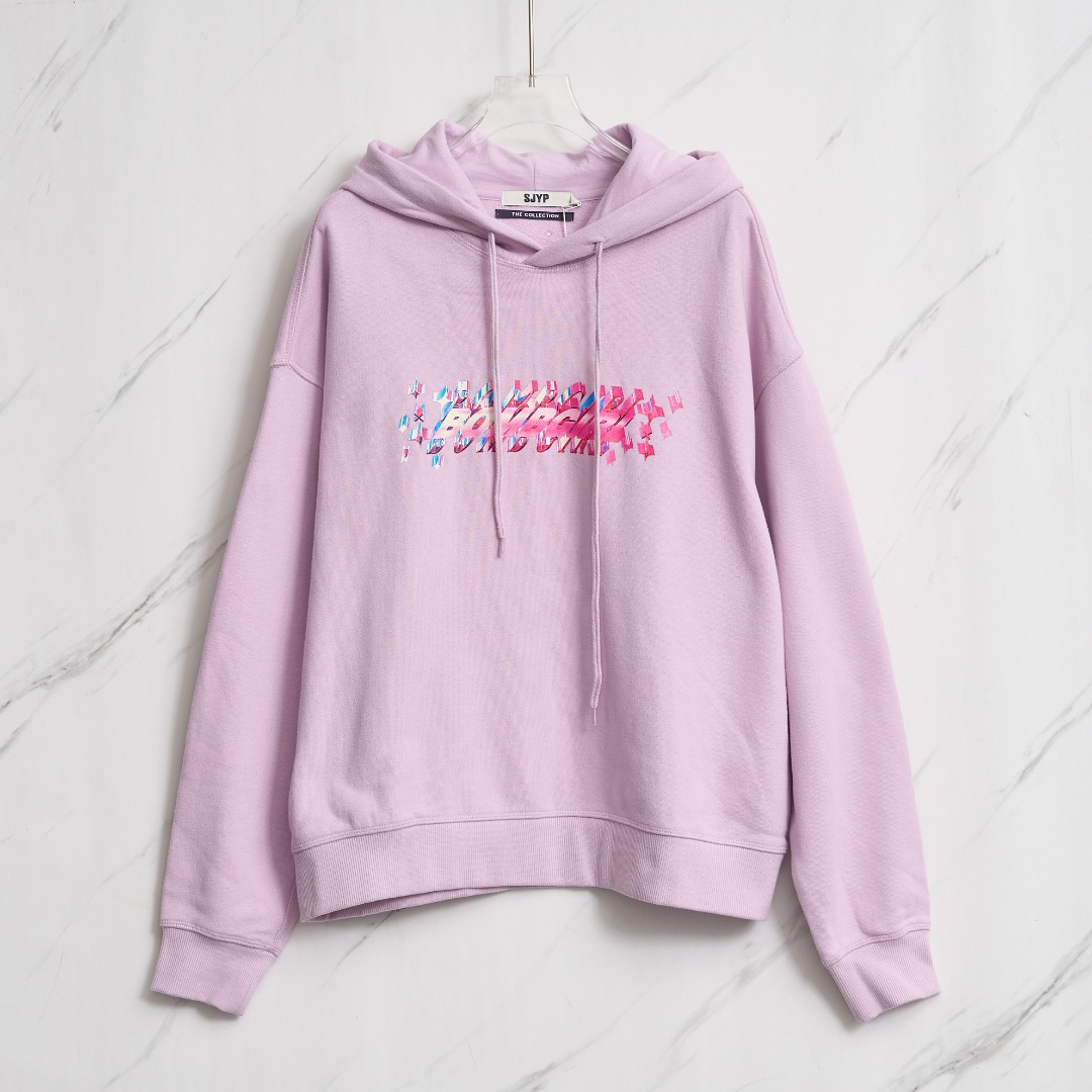 SJYP秋冬女士时尚百搭彩色字母圆领连帽卫衣银泰百货精品 301596