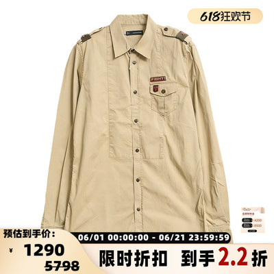 D Squared男士徽章工装宽松潮酷街头休闲长袖衬衫银泰 301596