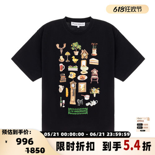 JW ANDERSON 夏季新款男士装饰图案圆领短袖T恤银泰百货 301574