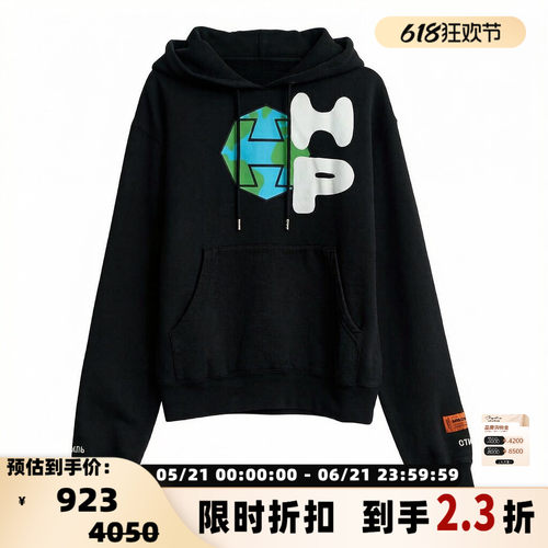 Heron Preston男士高街休闲落肩印花连帽卫衣 银泰百货 301596