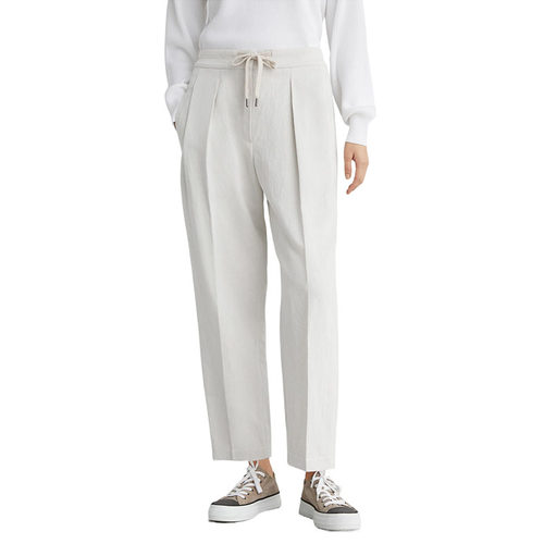 BC/BRUNELLO CUCINELLI 女士抽绳棉麻直筒九分休闲裤银泰301604