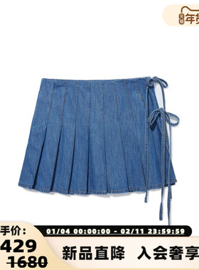 ANDAHALF 春夏新款女士牛仔百褶短裤（水洗产品）银泰百货 301602