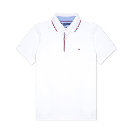 Tommy Hilfiger 春夏男士左胸小logo领口条纹短袖polo衫 301365