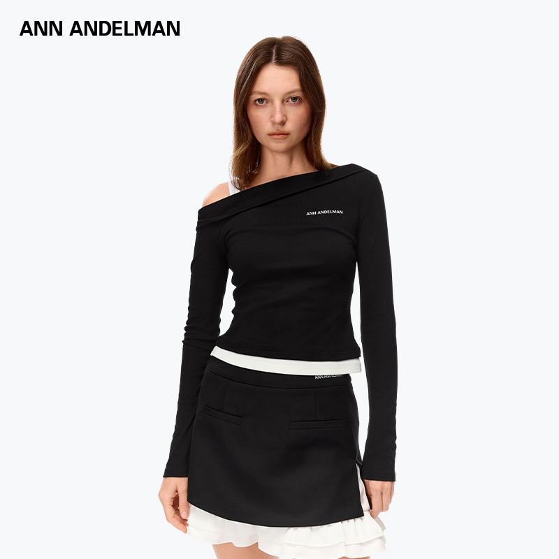 ANN ANDELMAN 25春夏女士百搭长袖假两件露肩T恤银泰百货301286