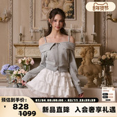 Three 301355 一字肩拉链上衣外套银泰百货 Quarters 秋冬新款