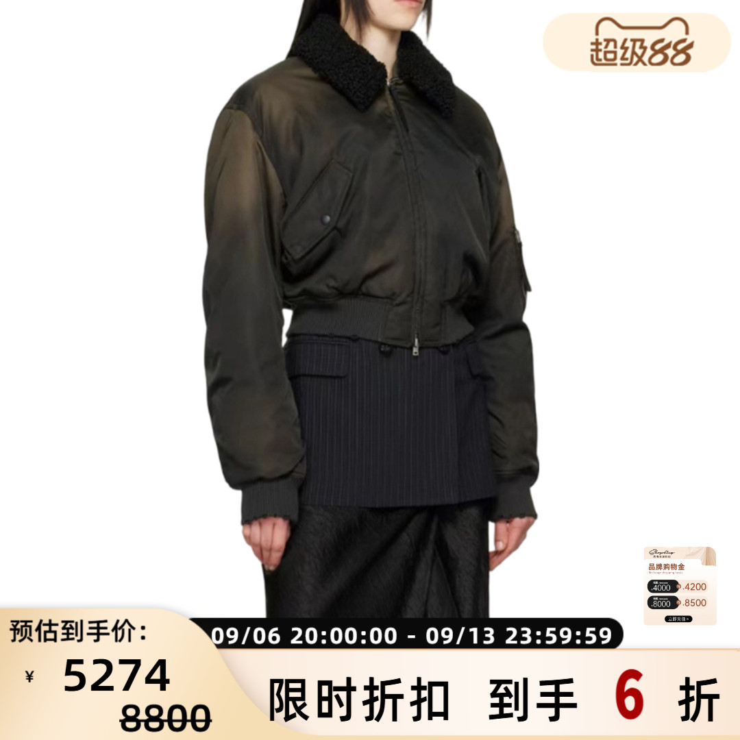 ACNE  STUDIOS 女士做旧翻领多口袋拉链休闲夹克外套银泰 301604图片