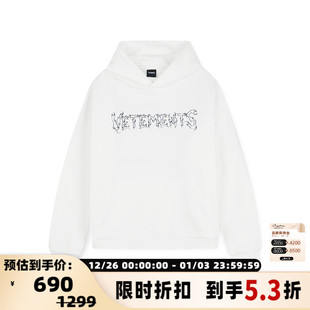 VETEMENTS新款 纯棉手绘笔刷男女连帽圆领卫衣301446