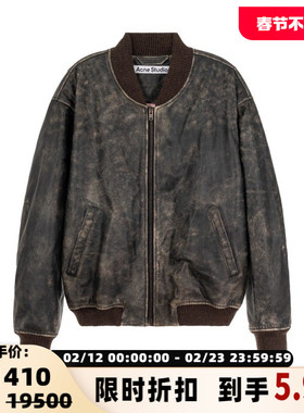 ACNE STUDIOS 男士复古做旧渐变皮夹克外套银泰百货精品301574