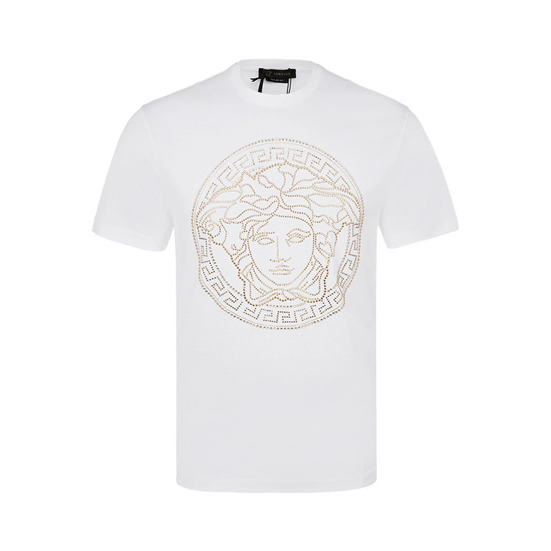 GIANNI VERSACE 白色棉质经典美杜莎图案装饰 男士短袖T恤