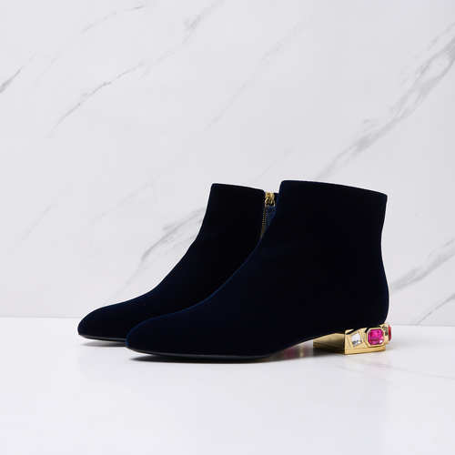 CESARE CASADEI  女士绒面侧拉踝靴银泰百货 301596