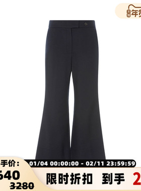 【折扣】RECTO 深蓝色日常通勤复古微喇女士九分休闲裤