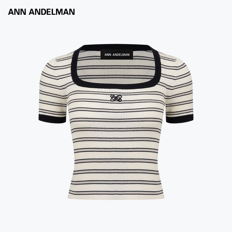 ANN ANDELMAN  春夏新款女士方领横条针织短袖T恤银泰百货 301286,女装/女士精品,T恤,淘宝优惠券,粉丝福利购,淘宝优惠卷