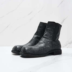 GUIDI 潮流都市男士羊皮材质泼墨粗跟休闲短靴银泰百货 301596