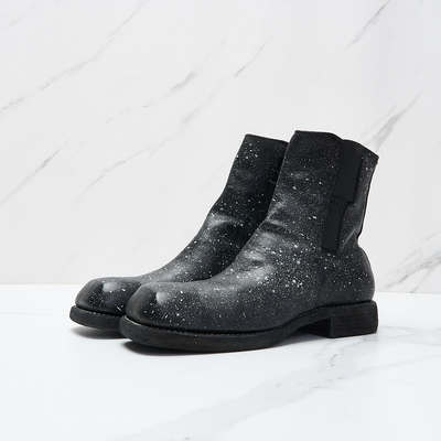 GUIDI 潮流都市男士羊皮材质泼墨粗跟休闲短靴银泰百货 301596