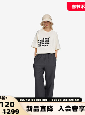 PROJECTJOIN春夏男女同款非对称斜肩印花短袖T恤银泰百货 300228