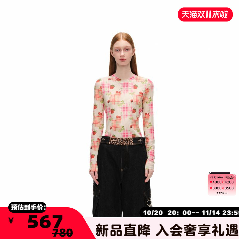 AlexiaSandra水果格纹网纱打底