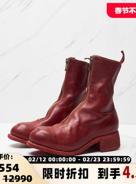 GUIDI PL2女士脚面前开口拉链设计经典粗跟短靴银泰百货 301596