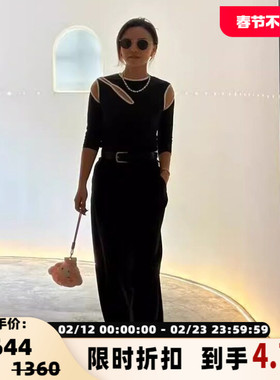 Pushbutton 春夏款女士黑色解构修身上衣T恤银泰百货精品 301596