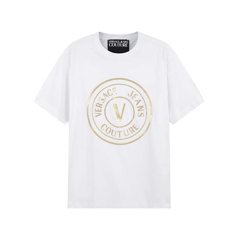 VersaceV字徽章胶印宽松圆领