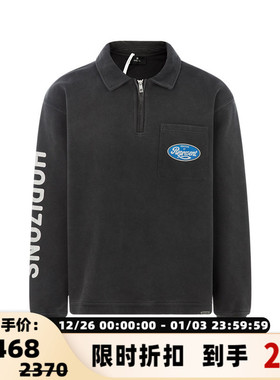 【折扣】REPRESENT 春季黑色棉质做旧字母印花男士半拉链翻领上衣