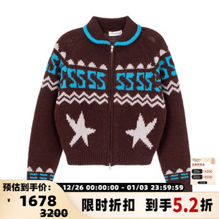 毛衣银泰301574 秋冬日常通勤女士五角星图案开衫 SHORT SENTENCE