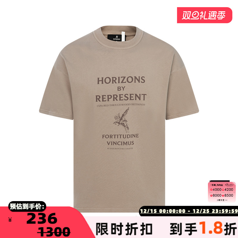 REPRESENT字母印花圆领短袖T恤衫