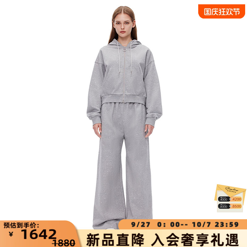 ANNANDELMAN烫钻拉链卫衣