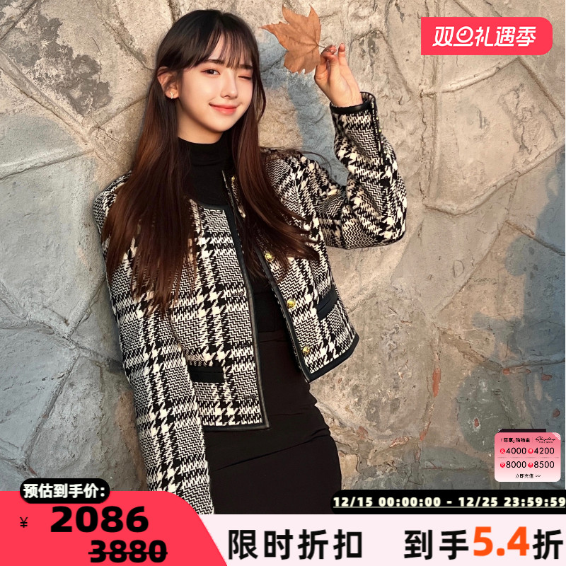 concise-white/简白千鸟格短外套