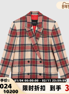 pushBUTTON羊毛戗驳领双排扣女士夹克西装外套银泰百货 301604