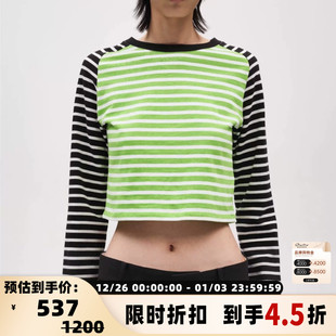 T恤银泰百货 条纹撞色长袖 301574 SENTENCE短句女士插肩袖 SHORT