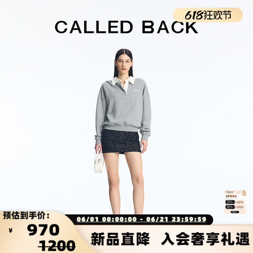 CALLED BACK  女士POLO领学院风减龄宽松休闲套头卫衣银泰 301363