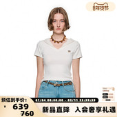 T恤上衣银泰百货 SHRO 301469 女士蕾丝连帽修身 短袖 ENRO 25新款