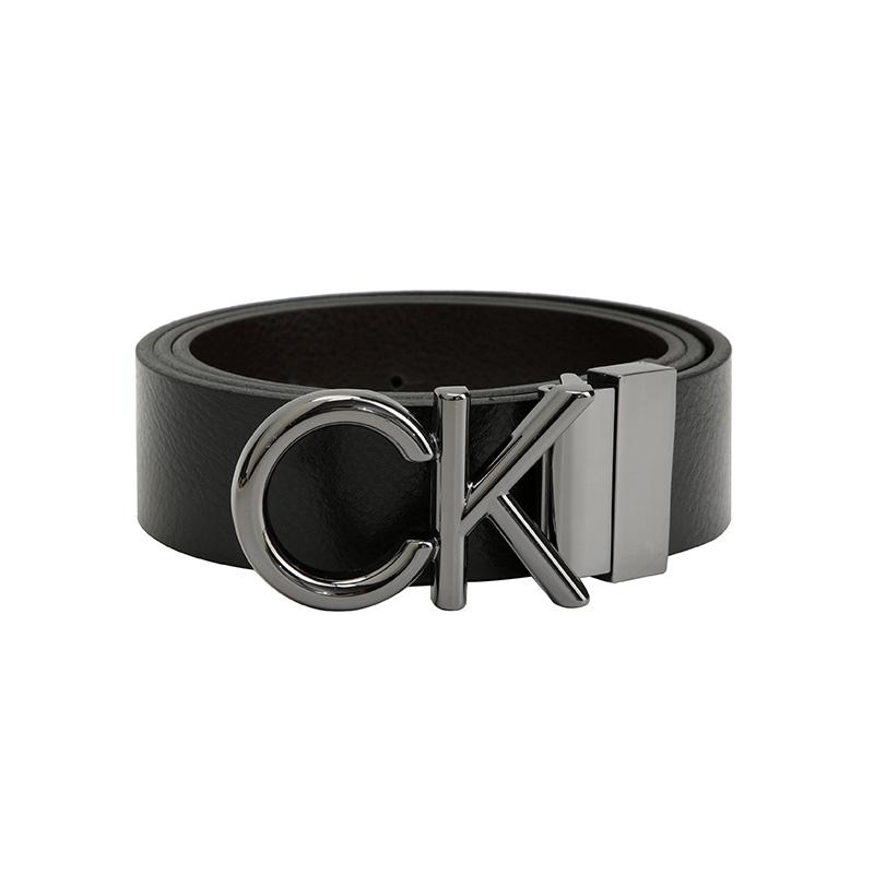 Calvin Klein 秋冬新款男士CK字母徽标皮质平滑扣腰带银泰 300217