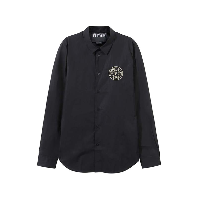 VersaceV字徽章刺绣长袖衬衫