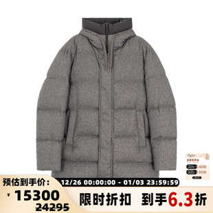 灰银色立领连帽羽绒服银泰百货精品 男士 301574 秋冬款 HERNO