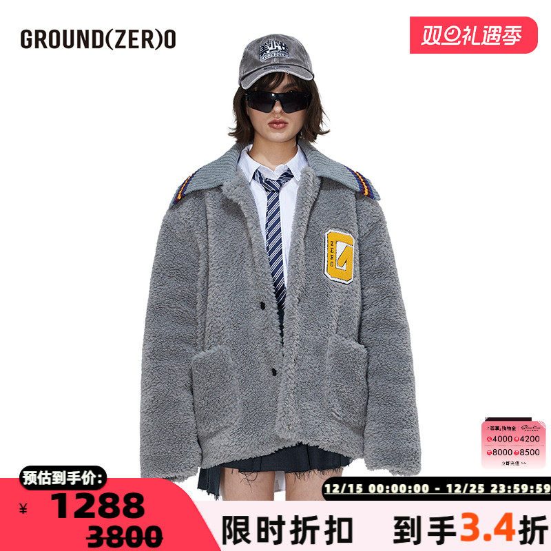 GROUNDZERO毛衣领羊兰毛外套