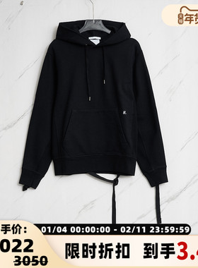 HELMUT LANG 潮流男士饰带加绒连帽长袖卫衣银泰百货精品301596