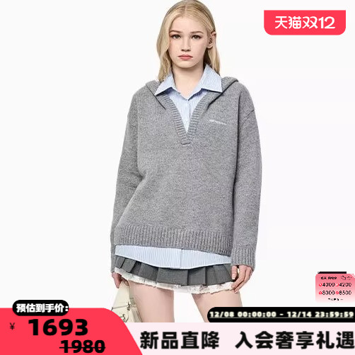 ANN ANDELMAN秋冬新款女士可拆卸衬衫连帽卫衣银泰百货 301286