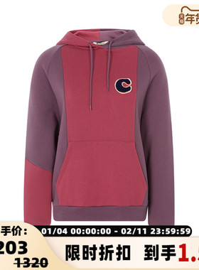 【折扣】ETRE  CECILE 玫红/紫色拼色棉质简约休闲女士连帽卫衣