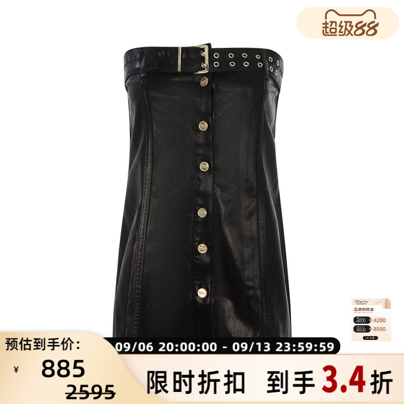 GANNI女士黑色纯棉牛仔半裙图片