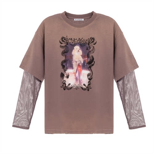 ACNE STUDIOS 春夏新款女士狗狗印花长袖圆领T恤银泰百货 301574