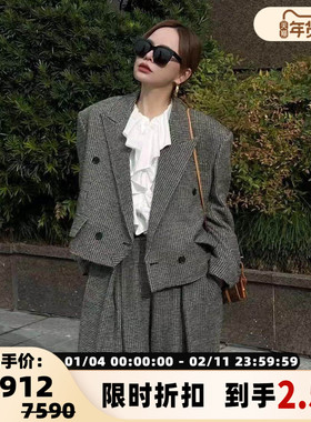 Pushbutton 秋冬款女士时尚千鸟格西服银泰百货精品 301596