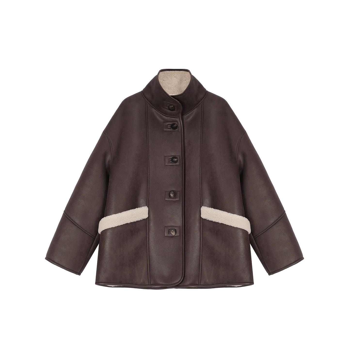 concise-white/简白 25秋冬女士立领廓形外套银泰百货精品 301257