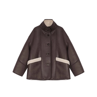 concise-white/简白 25秋冬女士立领廓形外套银泰百货精品 301257