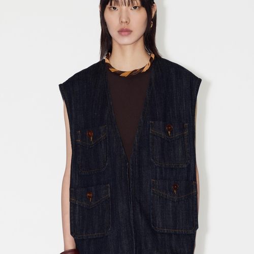 设计师品牌 IMMI 25新款女士四口袋宽松牛仔马甲银泰百货 300124