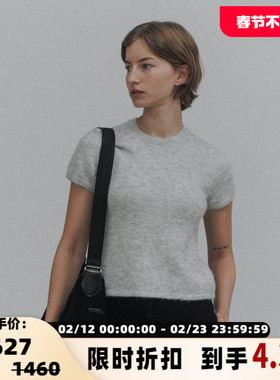 NOTHING WRITTEN春季圆领简约羊毛混纺短袖T恤银泰百货精品