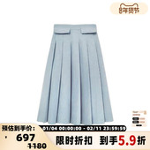 百褶半裙银泰百货精品 FLONAKED 秋冬女士灯芯绒中长款 300170